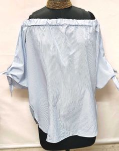 Tops For Rs.99 Only/ Off Shoulder Blue Top M Size