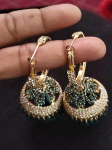 Emerald Jhumka Earrings