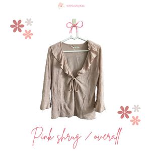Pink tie up shrug / overall