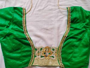 Green &amp; Gold Embroidered Saree