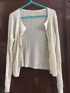 Cream Cardigan Top