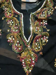 Embroidered Black Kurta