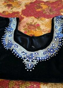 MAGGAM WORK  Black Velvet Blouse