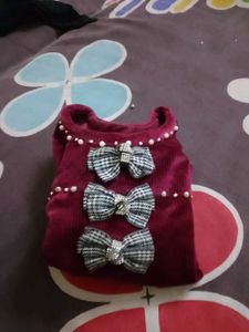 Cute Burgundy Top with Bows