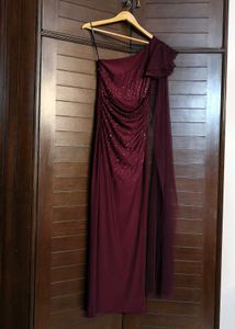 Kazo One Shoulder Embellished Drape Maxi Dress