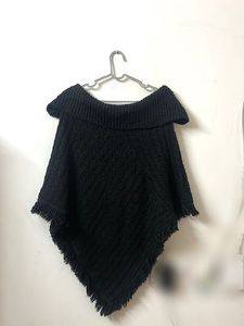 Chic Black Fringe Poncho