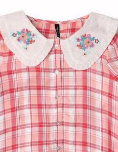 Pink Plaid Peter Pan Collar Top