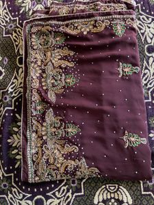 Elegant Embroidered Coffee Brown Saree