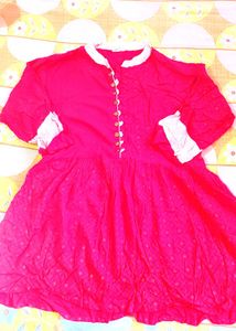 🤍White Patilya  Salwar With Red Frock Kurti❤️