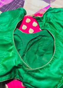 Gorgeous Green &amp; Pink Banarasi Silk Saree