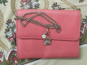 Pink Orangish chain bag