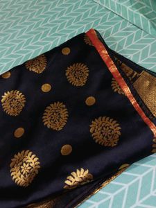 Black Colour Saree With Red Blouse Fabric