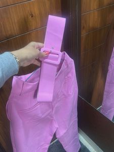 Zara Pink belted Trousers