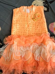 New Cute Peach Ruffle Dress