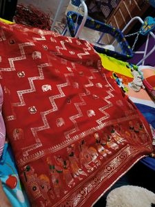New Georgette Zari Work Saree With Blouse Piece