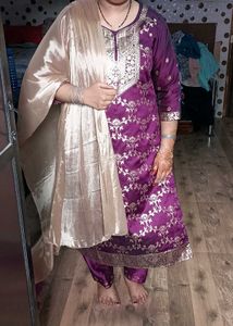 Elegant Purple Salwar Suit Set Banarasi Material
