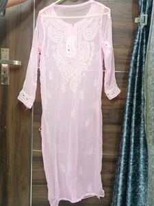 Trending Baby Pink Georgette Kurti🌻