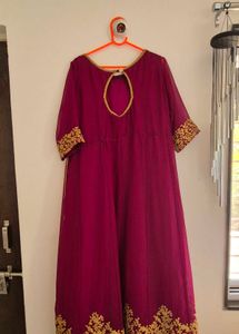 Elegant Embroidered Maroon Dress