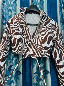 Brown Whitish Wrap Shirt