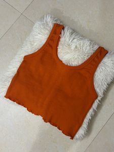 Orange Ribbed Tank Top