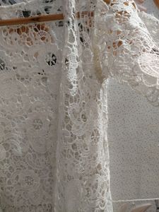 White Net Shrug Style Top For Women
