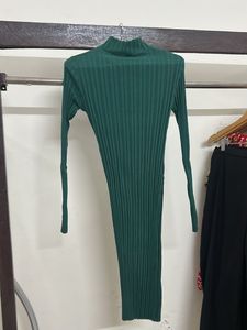 Green Ribbed Bodycon Dress