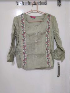 Floral Embroidered Pink Top