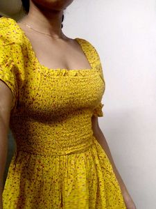 Yellow Floral Smocked Dress