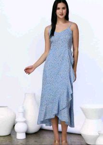Pinteresty Floral design Ruffle Hem Midi Dress