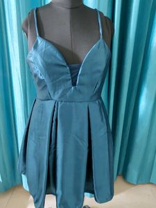 Navy Blue Teal  Mini Dres