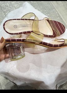 Transparent Strip, Maroon Color Urbantic Heels