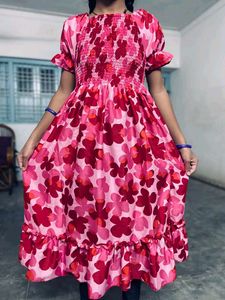 Red Floral  Dress