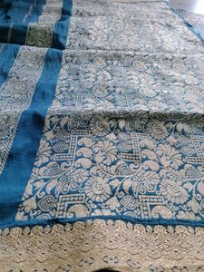 Teal & Silver Banarasi Silk Saree