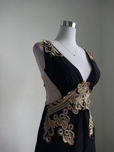 Black &amp; Gold Embellished Maxi Dress