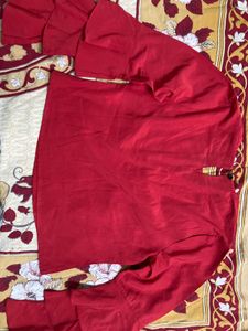 Red Ruffle Sleeve Top