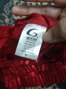 red cropped top