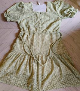 Green Patterned Mini Dress