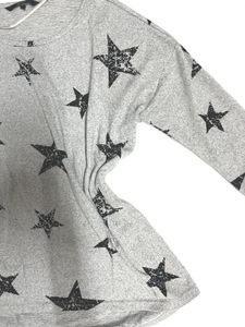 Gray Star Print Top Sweatshirt
