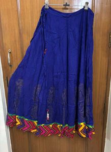 Blue Ethnic Skirt/Lehenga with Colorful Border