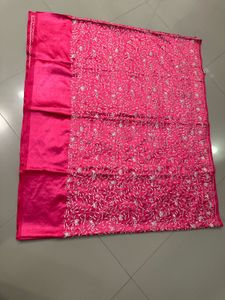 Pink Embroidered Saree With Blouse And Petticoat