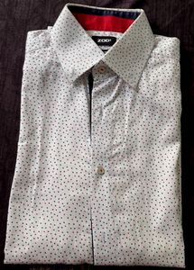 White Patterned Long Sleeve Shirt