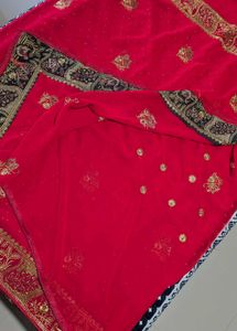 Red Embroidered Saree
