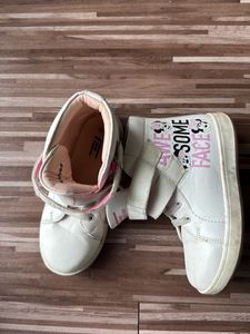 Girls White High-Top Sneakers