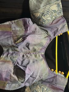 Elegant Purple &amp; Green Sari Blouse