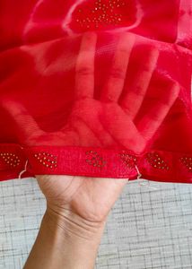 Red Embellished Saree