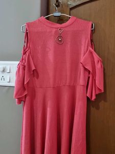Coral Cold Shoulder Dress