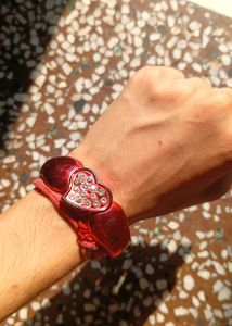 Hot Red Heart With Dimond Bracelet 🫀🫶