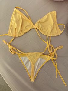 Bikini Set With Thong In Yellow