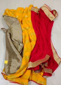 Lakshmipati yellow and red Georgette Saree
