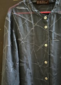 Transparent Navy Blue Top With Designs